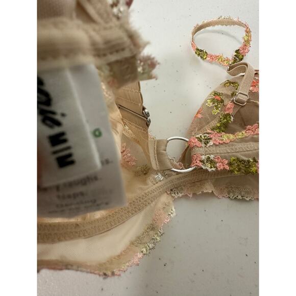 Aerie Women Medium Sandalwood Green Floral Lace Bralette Embroidery Mesh Unlined - Picture 7 of 9